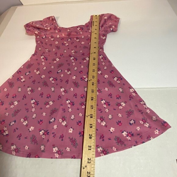 Pinky Los Angeles Girls’ Floral Dress Size 4, Short Sleeves, Dusty Rose Color - Picture 6 of 8